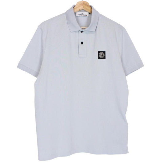 Stone Island SS 2024 Light Blue Short Sleeve Compass Cotton Polo Shirt