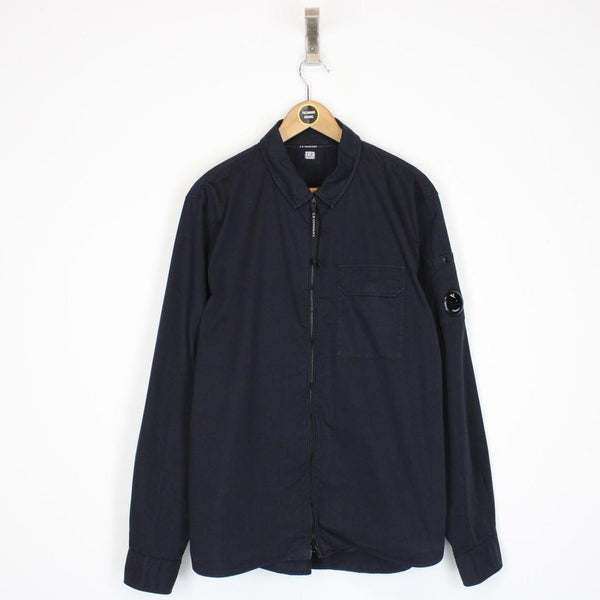 CP Company Navy Blue Full Zip Goggle Overshirt Jacket