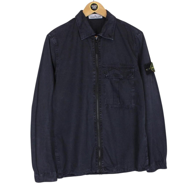Stone Island AW 2019 Navy Blue Full Zip Cotton Overshirt Jacket