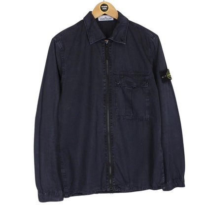 Stone Island AW 2019 Navy Blue Full Zip Cotton Overshirt Jacket