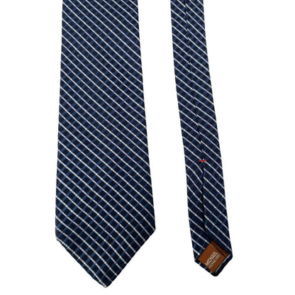 Michael Kors Navy Blue and White Striped Silk Tie