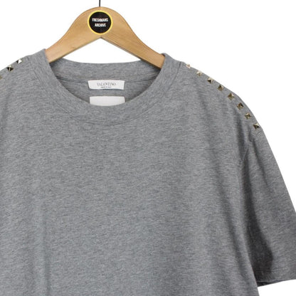 Valentino Grey Rockstud Cotton Short Sleeve T-Shirt