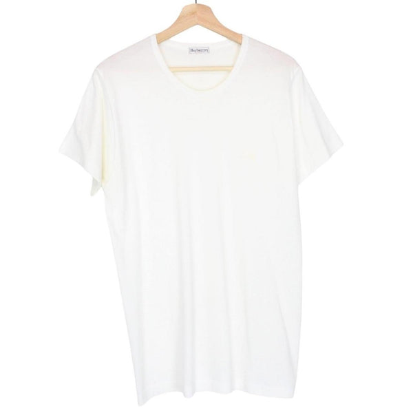 Vintage 80s Burberry White Short Sleeve Cotton T-Shirt