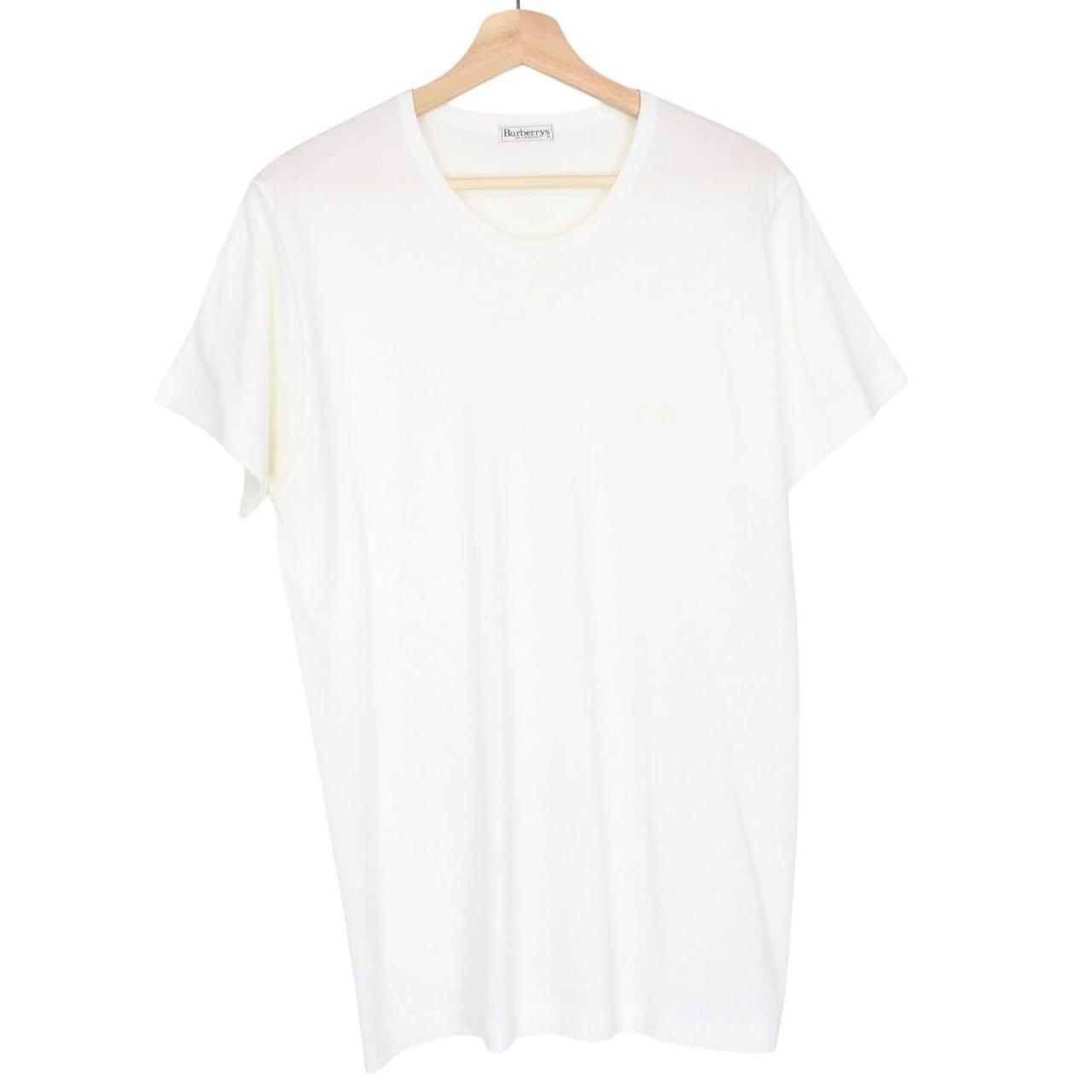 Vintage 80s Burberry White Short Sleeve Cotton T-Shirt