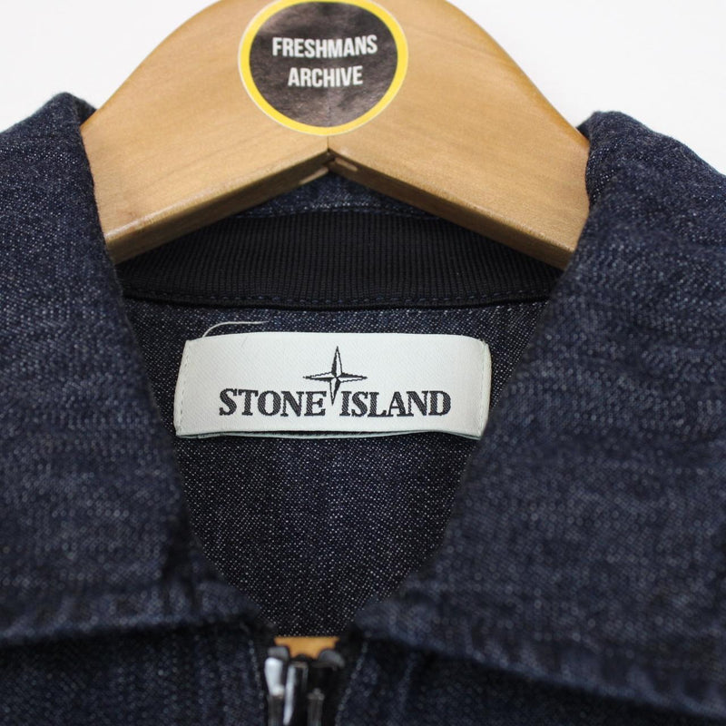 Stone Island AW 2017 Navy Blue Full Zip Denim Overshirt Jacket