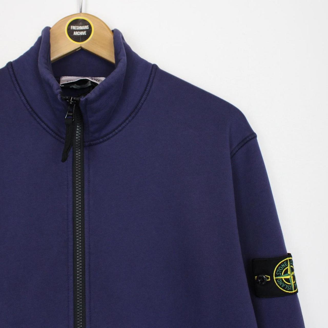 Stone Island SS 2022 Navy Blue Full Zip Organic Cotton Sweatshirt Jumper