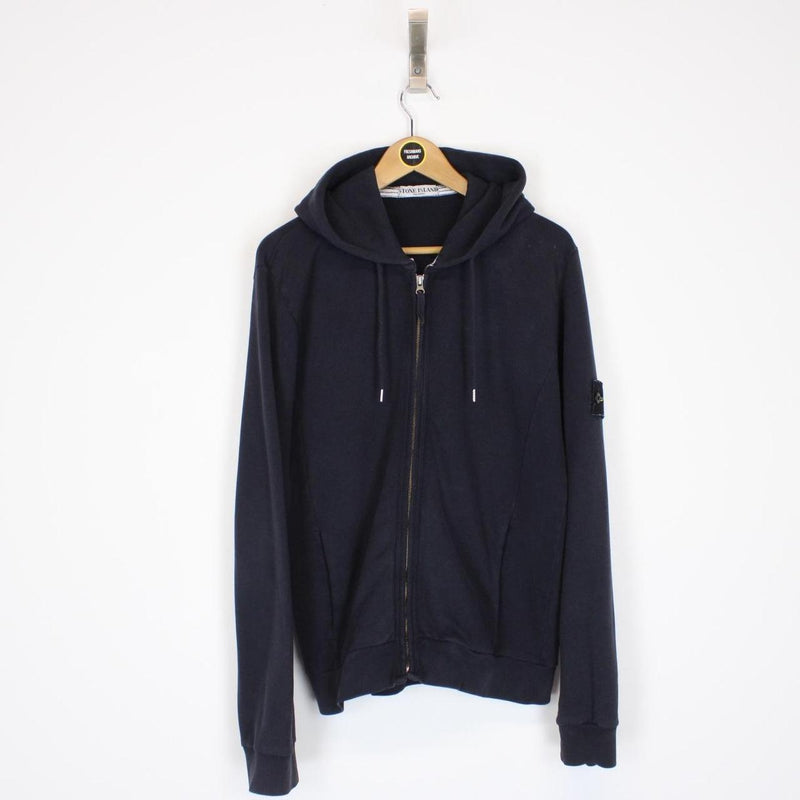 Vintage Stone Island Navy Blue Full Zip Cotton Hoodie Jumper