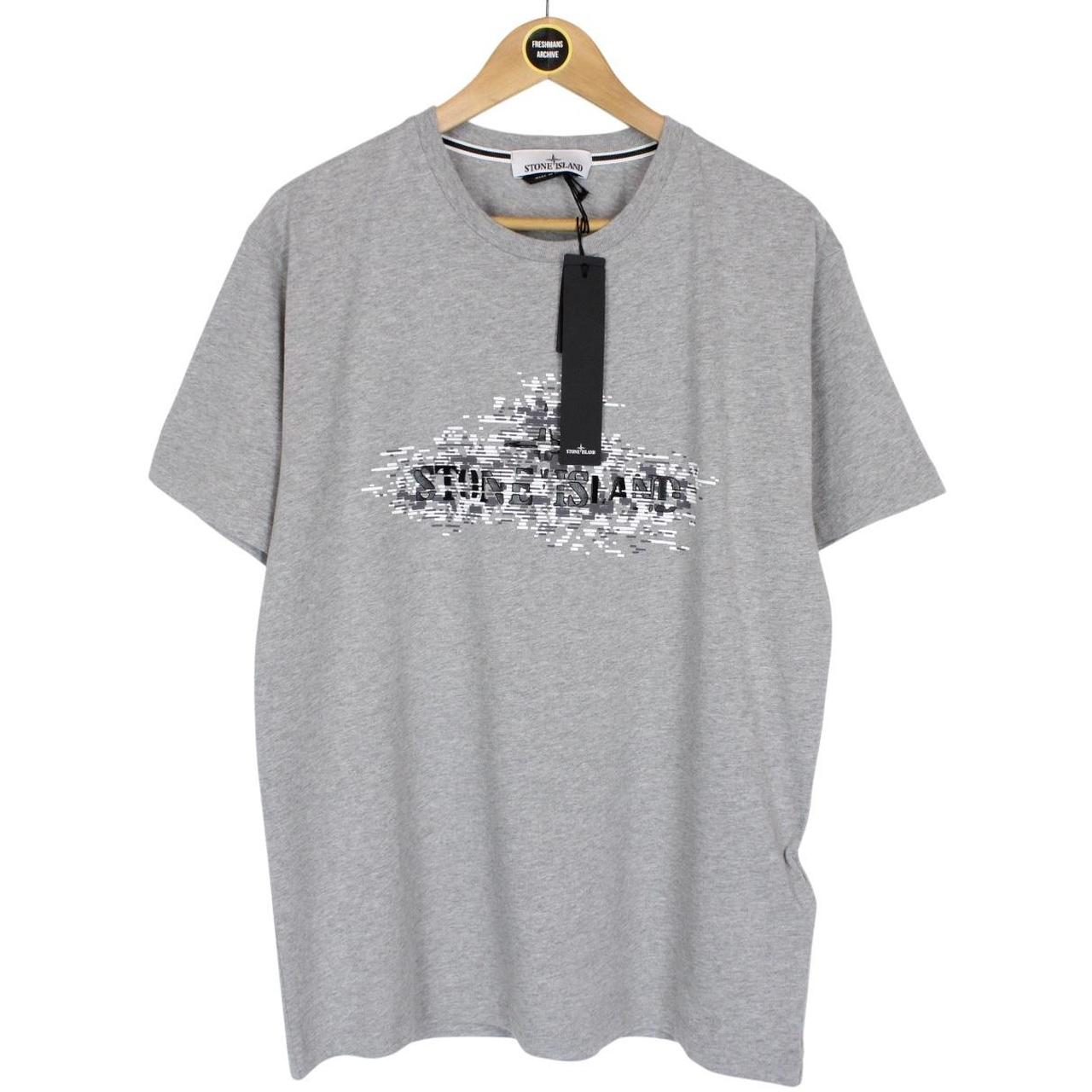 Stone Island SS 2023 Grey Institutional Two Print Short Sleeve Cotton T-Shirt