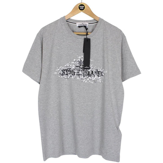 Stone Island SS 2023 Grey Institutional Two Print Short Sleeve Cotton T-Shirt