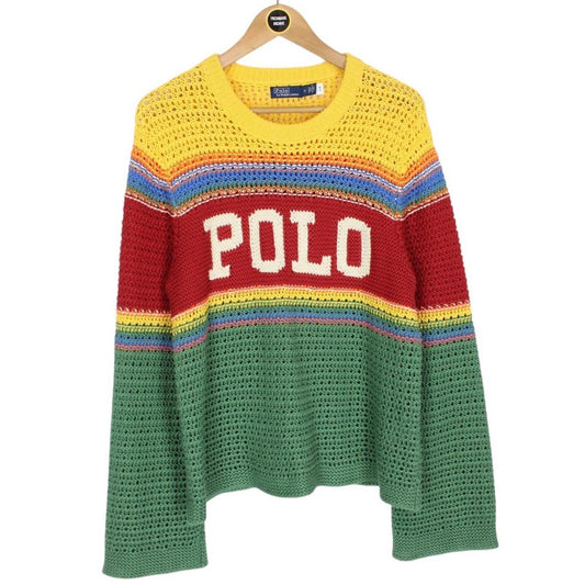 Polo Ralph Lauren Multicoloured Striped Linen Knit Logo Jumper