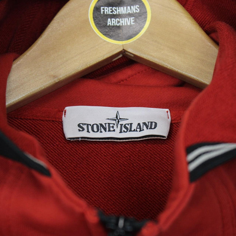 Stone Island SS 2019 Red 1/4 Zip Cotton Hoodie Jumper