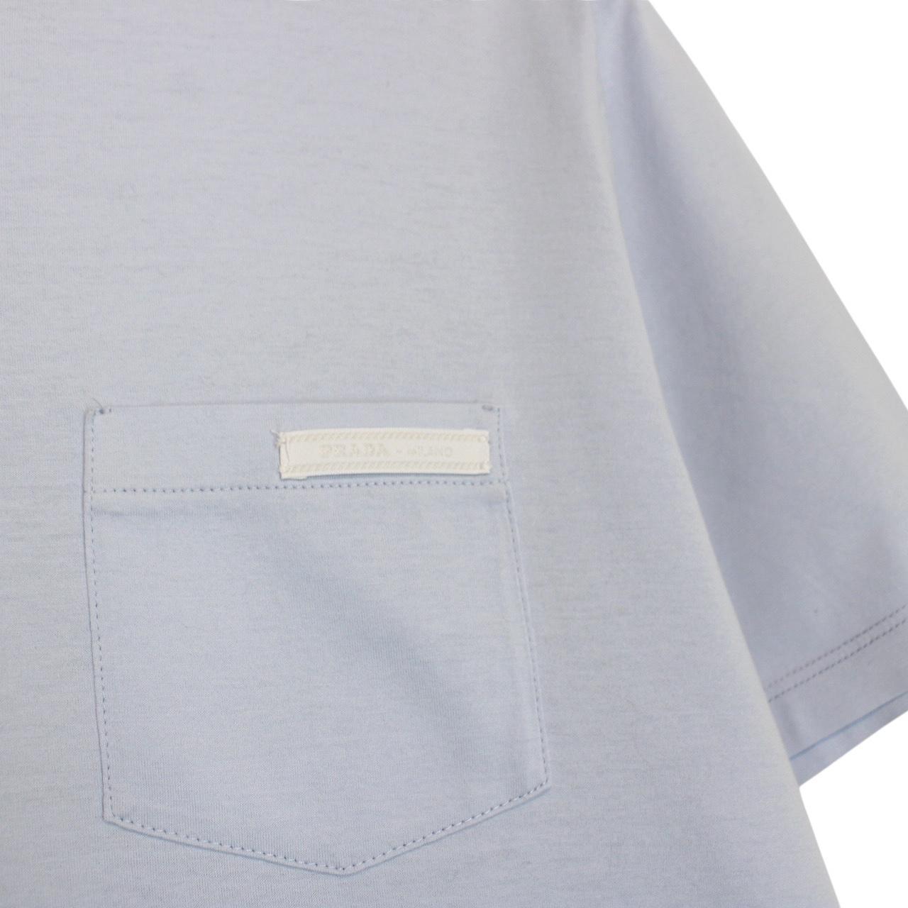 Prada Light Blue Pocket Cotton Short Sleeve T-Shirt