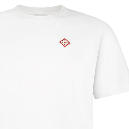 Casablanca white short sleeve t-shirt with classic diamond logo, made of cotton.