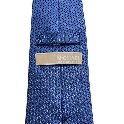 Michael Kors Blue Geometric Pattern Silk Tie