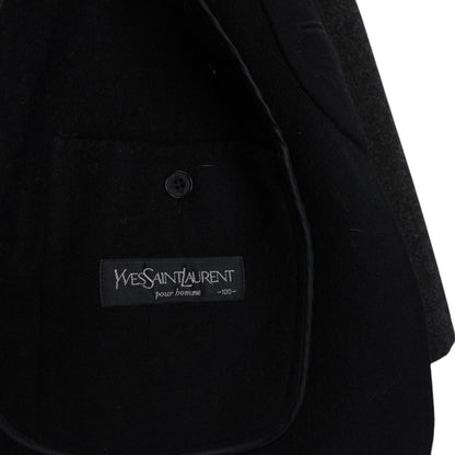Vintage 90s Yves Saint Laurent Dark Grey Wool Blend Peacoat