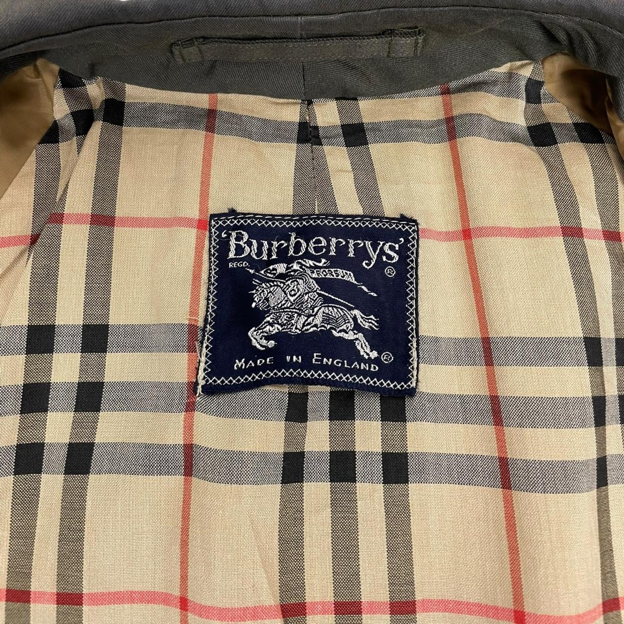 Vintage 80s Burberry Dark Grey Single Breasted Trench Coat
