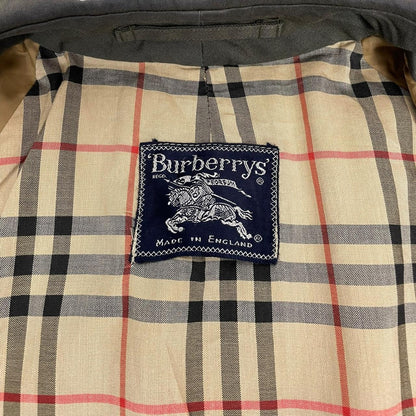 Vintage 80s Burberry Dark Grey Single Breasted Trench Coat