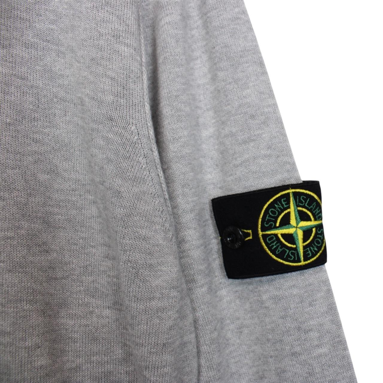 Stone Island Grey Soft Organic Cotton Knit Sweatshirt Jumper