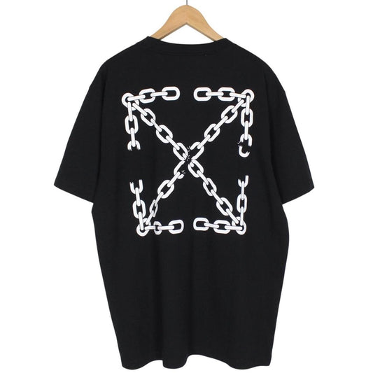 Off White Black and White Chain Arrow Print Short Sleeve T-Shirt