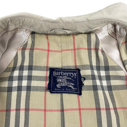 Vintage 90s Burberry Beige Single Breasted Nova Check Trench Coat