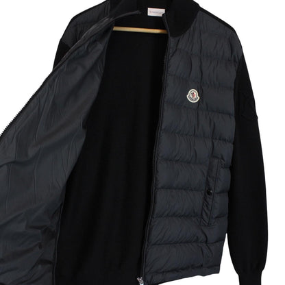Moncler Black Full Zip Down Padded Cotton Cardigan Tricot Jacket