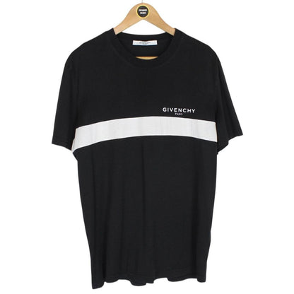 Givenchy Paris Black and White Angle Logo Short Sleeve Cotton T-Shirt