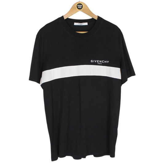 Givenchy Paris Black and White Angle Logo Short Sleeve Cotton T-Shirt