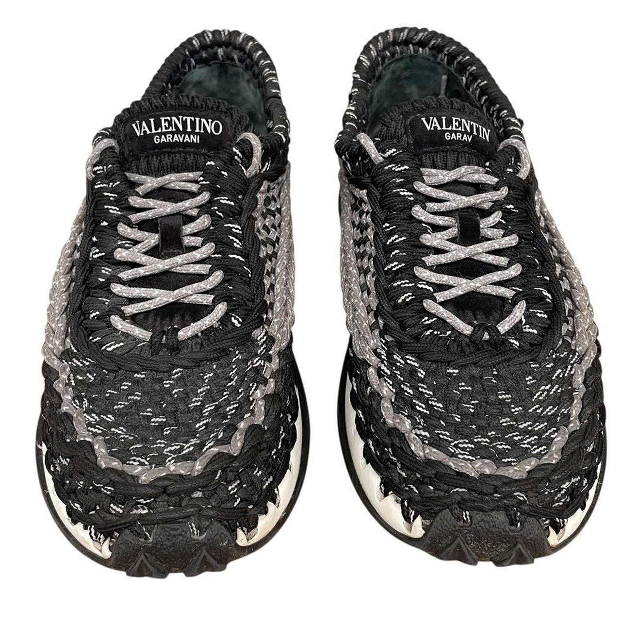 Valentino Garavani Black and Grey Crochet Rope Trainers
