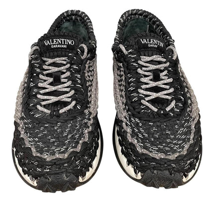 Valentino Garavani Black and Grey Crochet Rope Trainers