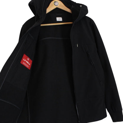 CP Company Black Full Zip Hooded Soft Shell Goggle Jacket
