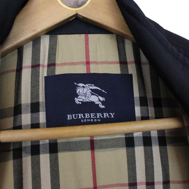 Burberry London Navy Blue Nova Check Nylon Full Zip Vest Jacket