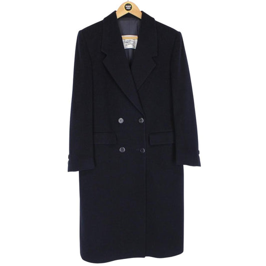 Vintage 80s Burberry Navy Blue Virgin Wool Coat