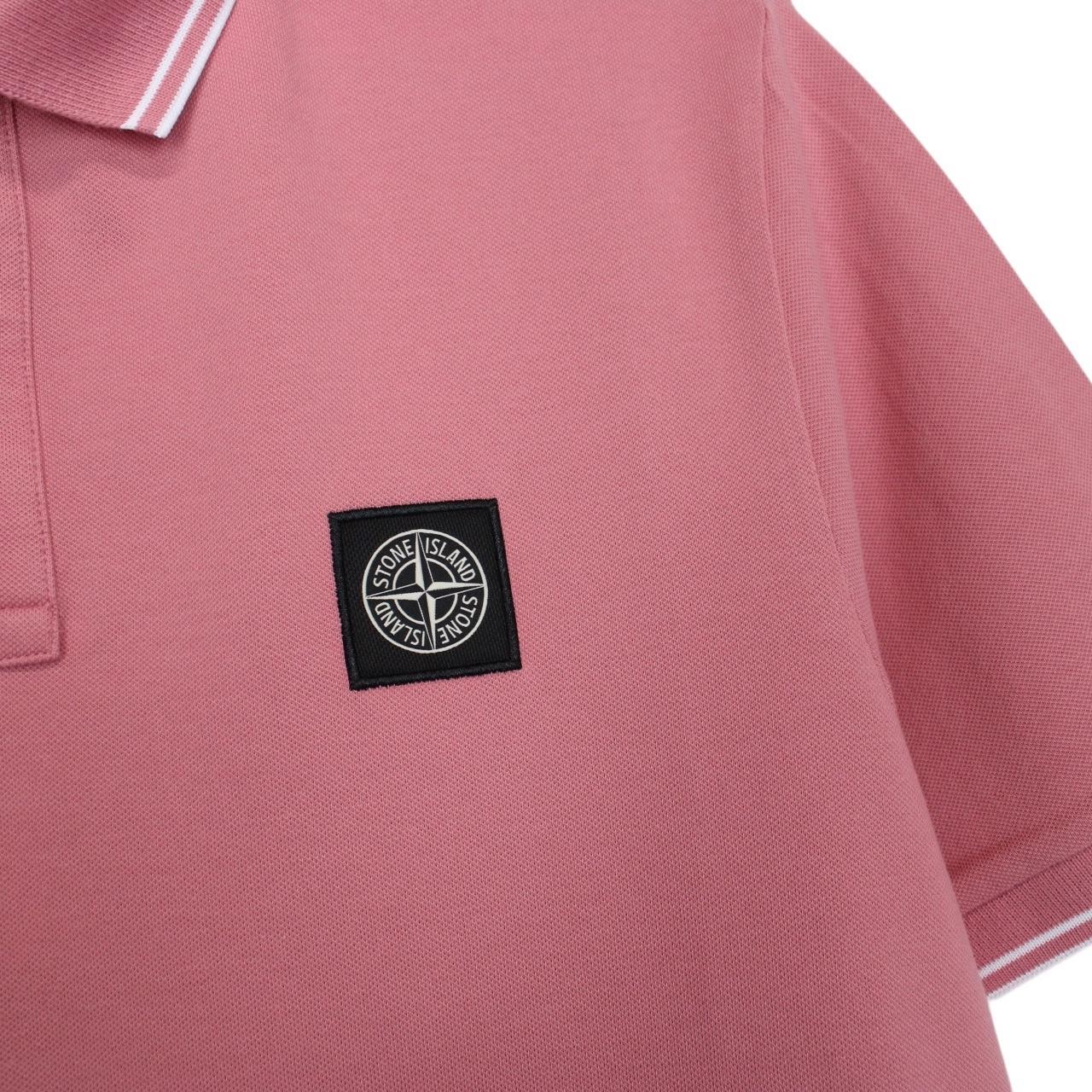 Stone Island Pink Short Sleeve Slim Fit Organic Cotton Polo Shirt