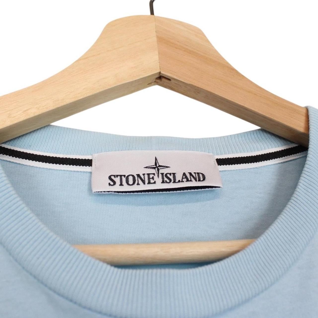 Stone Island AW 2023 Light Blue Short Sleeve Cotton Logo Print T-Shirt