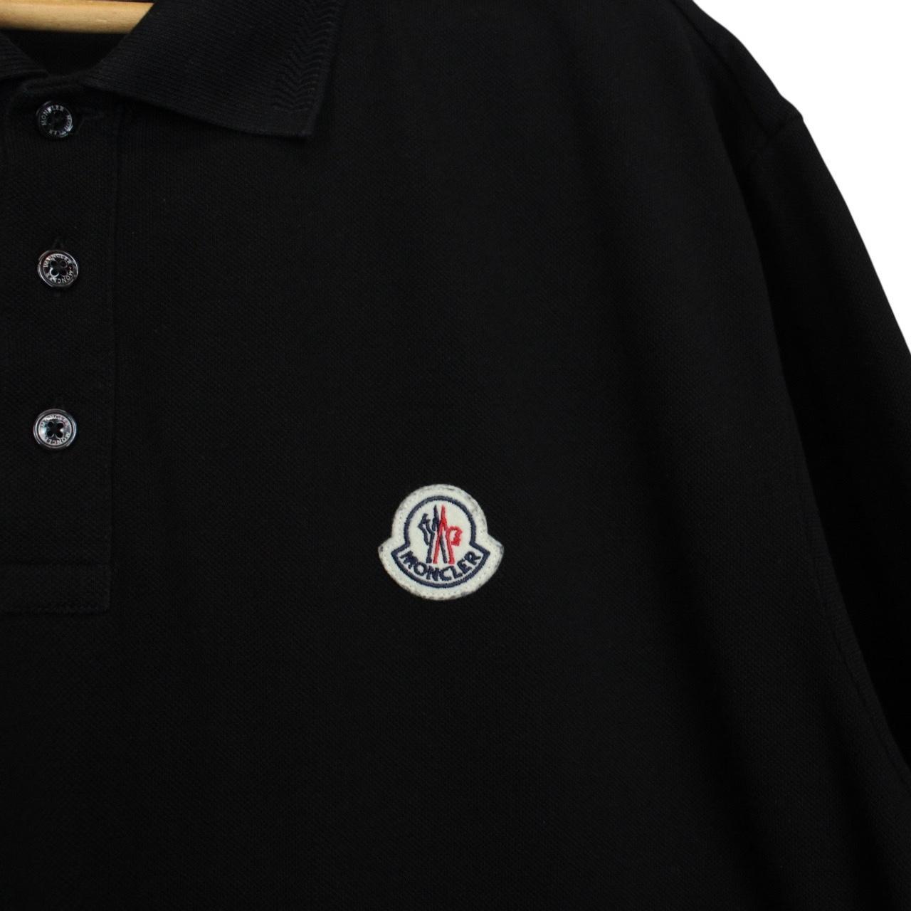 Moncler Black Short Sleeve Cotton Polo Shirt