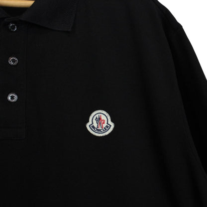 Moncler Black Short Sleeve Cotton Polo Shirt