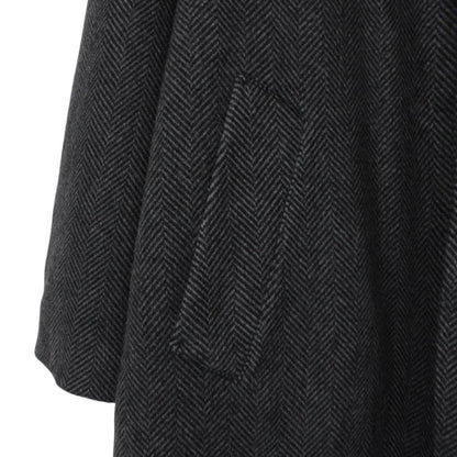 Vintage 90s Burberry Grey and Black Herringbone Wool/Camelhair Overcoat