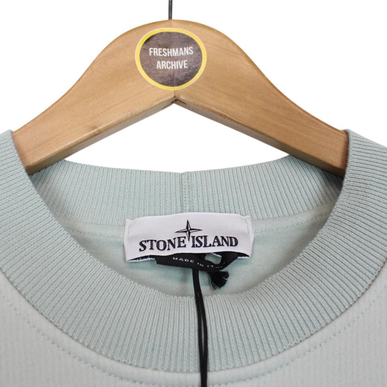 Stone Island Marina SS 2023 Light Blue Plated Dyed Cotton Sweatshirt Jumper