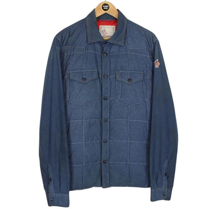 Moncler Grenoble Risle Blue Nylon Blend Down Overshirt Jacket