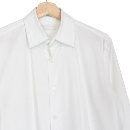 Prada white long sleeve shirt with popeline stretch fabric and cut care labels.