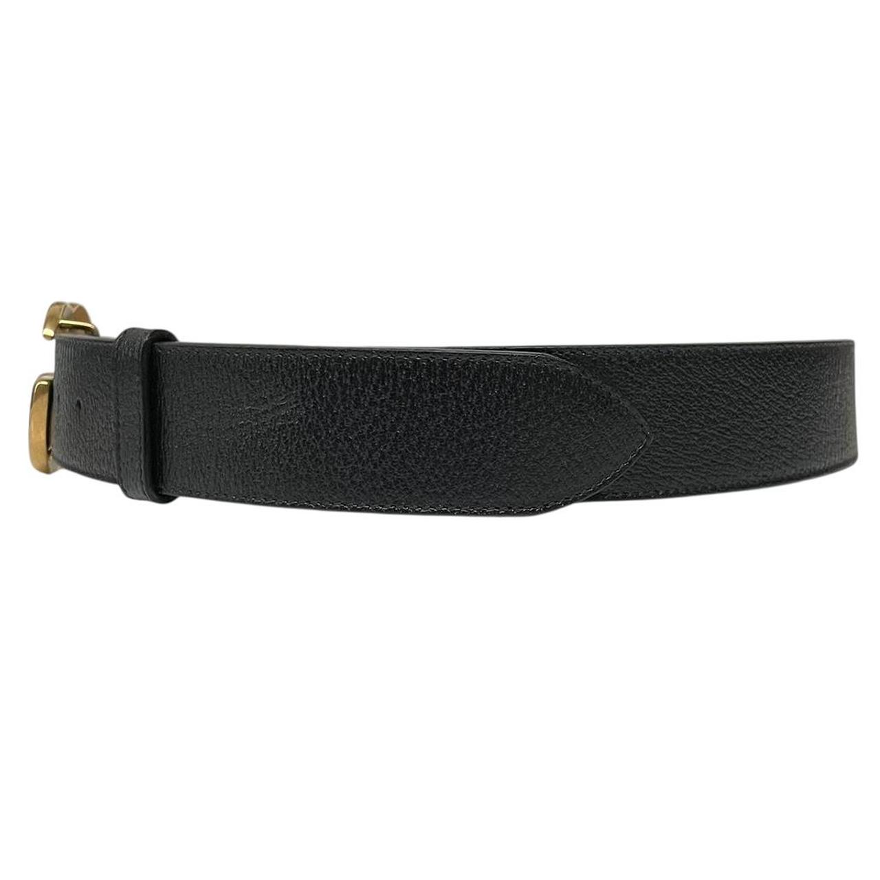 Gucci Black and Gold Marmont Textured Leather Belt with GG Buckle