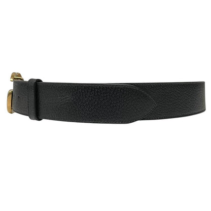 Gucci Black and Gold Marmont Textured Leather Belt with GG Buckle