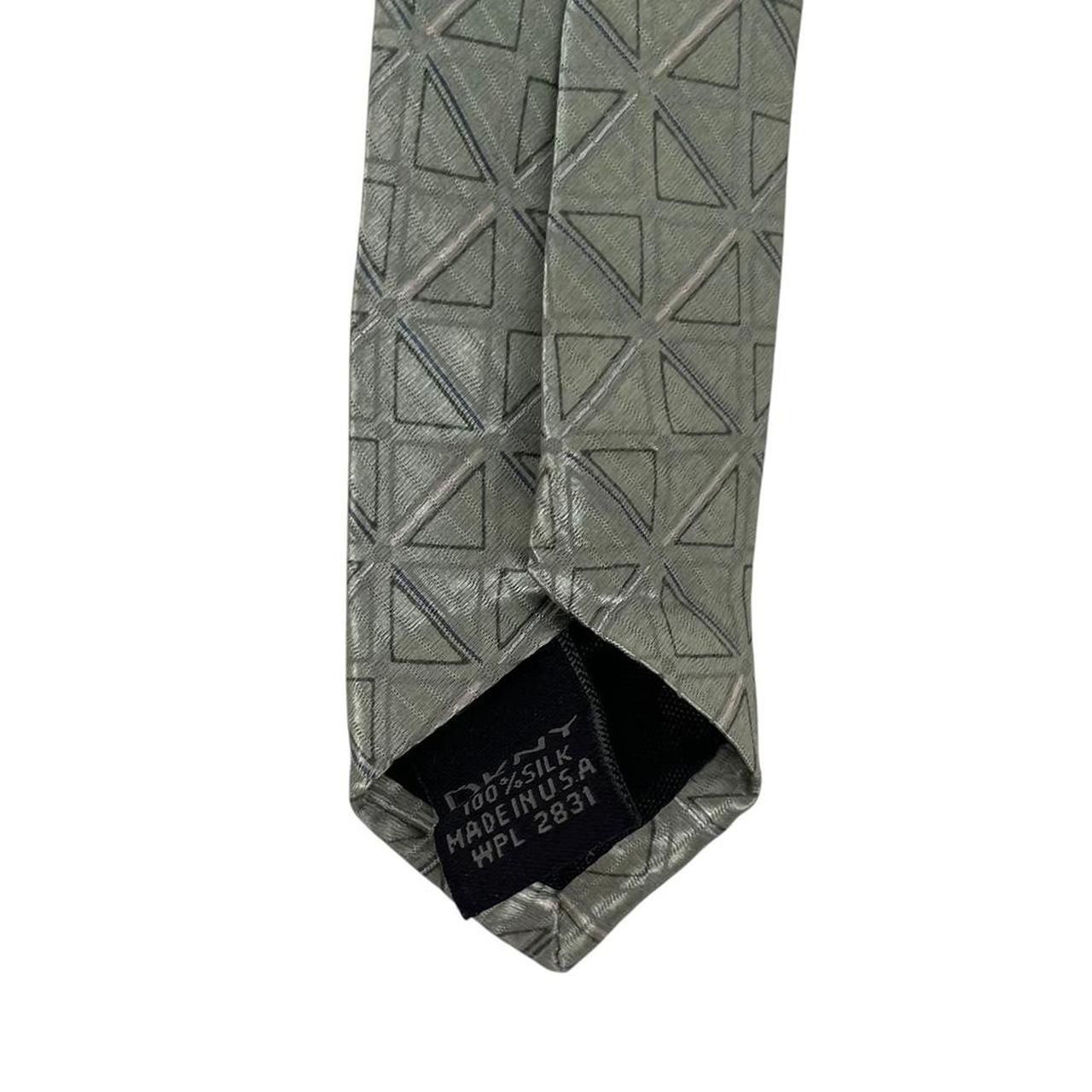 Vintage DKNY Green Geometric Print Silk Tie