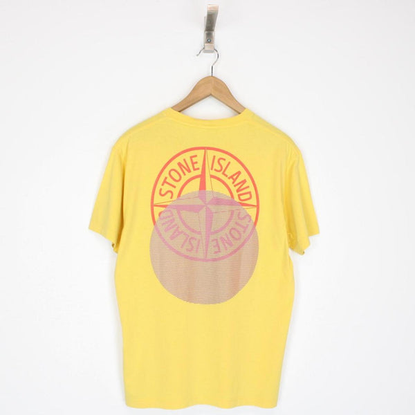 Stone Island SS 2022 Yellow Short Sleeve Logo Print Cotton T-Shirt