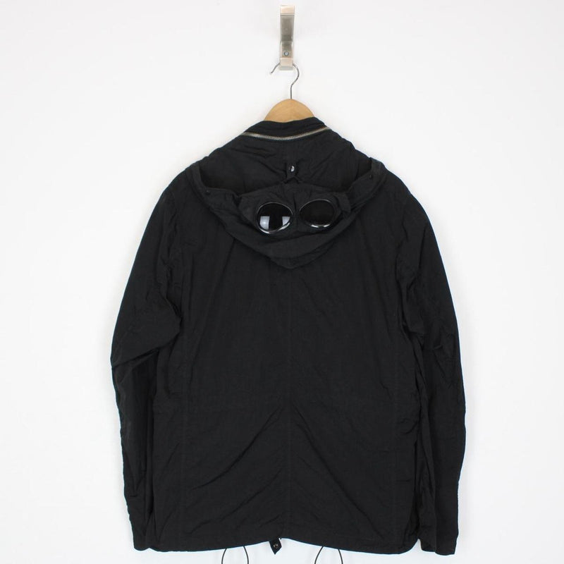 CP Company Black Full Zip Chrome Nylon Garment Dyed Goggle Jacket