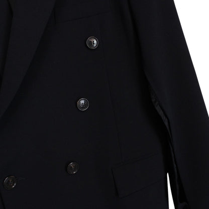 Vetements SS19 Navy Blue Unisex Open Sleeve Double Breasted Wool Blend Blazer Jacket