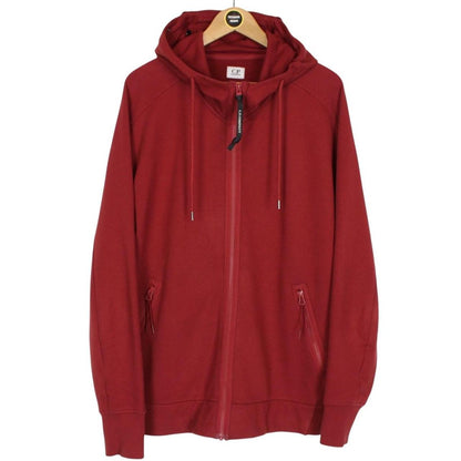 CP Company Burgundy Cotton Full Zip Goggle Hoodie Jumper