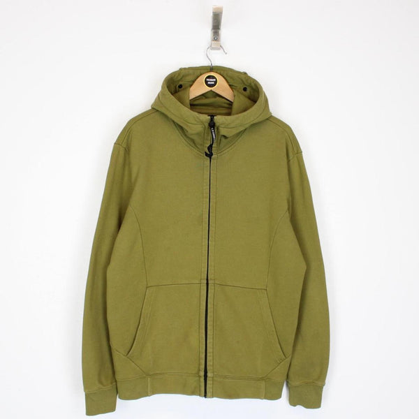 CP Company Green Cotton Full Zip Goggle Hoodie Jumper