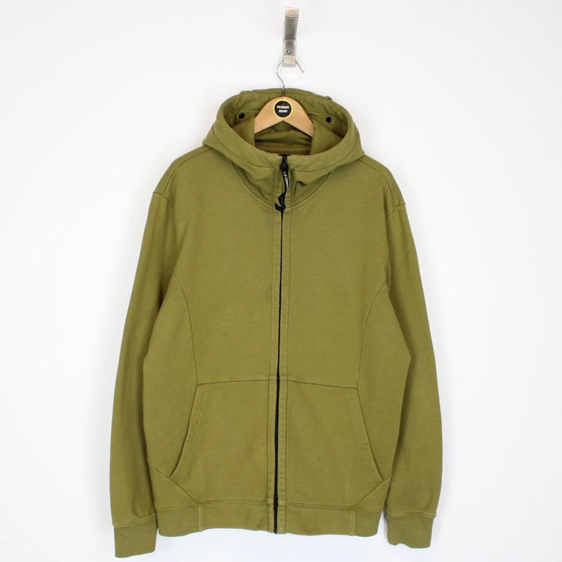 CP Company Green Cotton Full Zip Goggle Hoodie Jumper