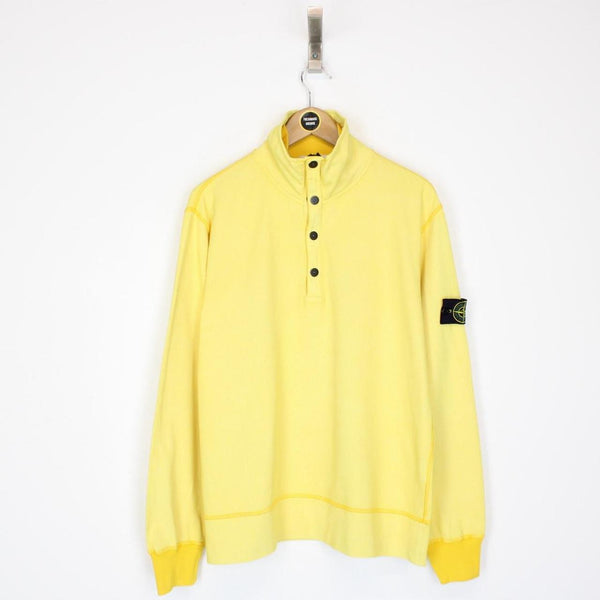 Vintage Stone Island Yellow Cotton 1/4 Zip Sweatshirt Jumper
